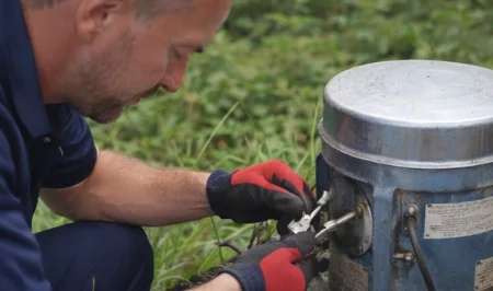 Plumber servicing residential water system